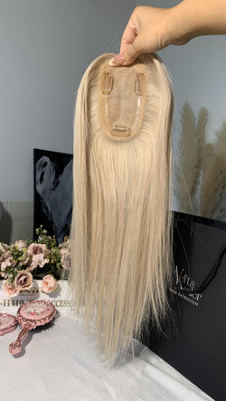Collection of Virgin Hair 3*5" Silk Base Topper-Vanilla Highlight in a gallery layout
