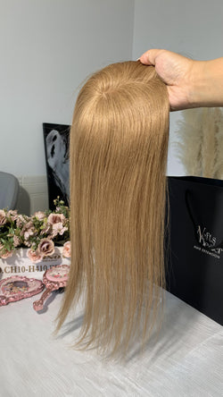 Collection of Virgin Hair 3*5" Silk Base Topper-Warm Blonde in a gallery layout