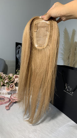 Collection of Virgin Hair 3*5" Silk Base Topper-Warm Blonde in a gallery layout