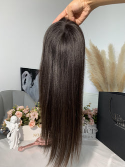 Collection of Virgin Hair 5*5" Mono Base Topper-Natural Black in a gallery layout