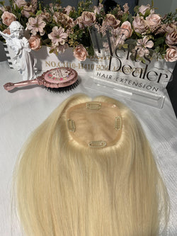 Collection of Virgin Hair 5*5" Mono Base Topper-Beach Blonde in a gallery layout