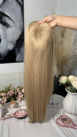 Collection of Virgin Hair 6*6.5" HD Base Topper-Skunk Strip Ash in a gallery layout