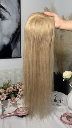 Collection of Virgin Hair 6*6.5" HD Base Topper-Skunk Strip Ash in a gallery layout